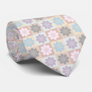 Retro Geometric Floral Pattern Neck Tie