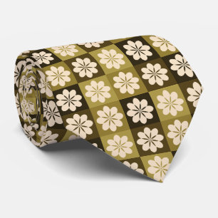Retro Geometric Floral Pattern Neck Tie