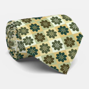 Retro Geometric Floral Pattern Neck Tie