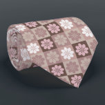 Retro Geometric Floral Pattern Neck Tie<br><div class="desc">Simple neck tie with minimalist bohemian retro floral pattern in unique colour palette.</div>