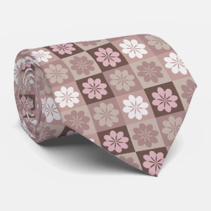 Retro Geometric Floral Pattern Neck Tie