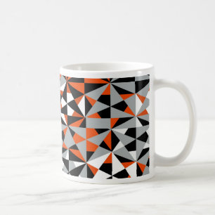 Retro Geometric Funky Orange Grey Black Pattern Coffee Mug