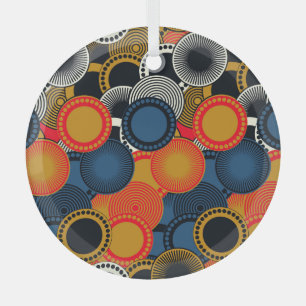 Retro Geometric: Golden Circles Harmony Glass Tree Decoration