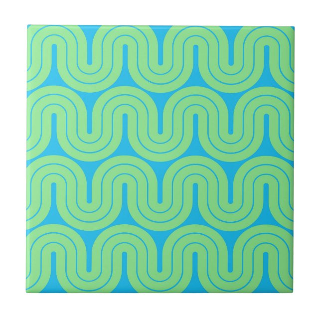 Retro Geometric Gradient Wave Design Tile (Front)