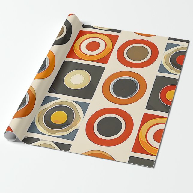 Retro Geometric Grid Wrapping Paper (Unrolled)