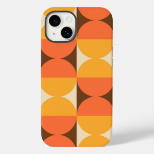 Retro Geometric Half Square and Circle Pattern Case-Mate iPhone 14 Case