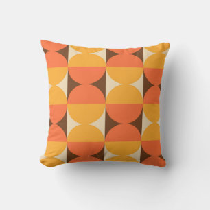 Retro Geometric Half Square and Circle Pattern Cushion