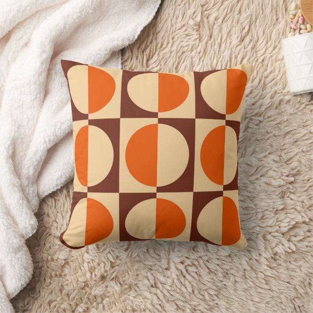 Retro Geometric Half Square and Circle Pattern Cushion (Blanket)