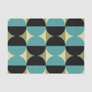 Retro Geometric Half Square and Circle Pattern Tissue Paper
