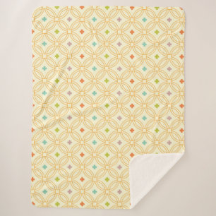 Retro Geometric Interlocking Circle Pattern Sherpa Blanket