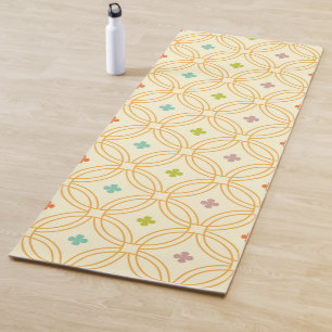 Retro Geometric Interlocking Circle Pattern Yoga Mat