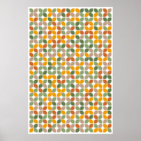 Retro Geometric Leaf Pattern Green Orange Taupe
