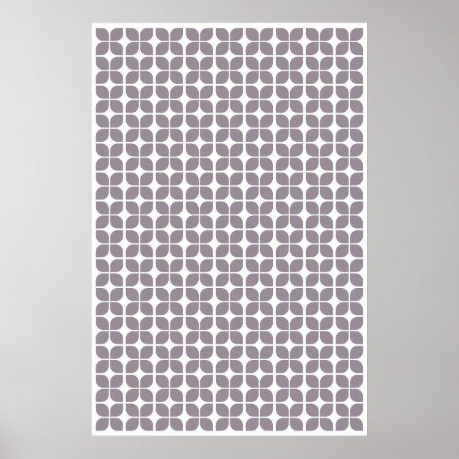 Retro Geometric Leaf Pattern Taupe Poster (Front)