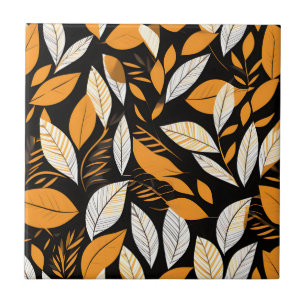 Retro Geometric Leaves on Bold Background Tile