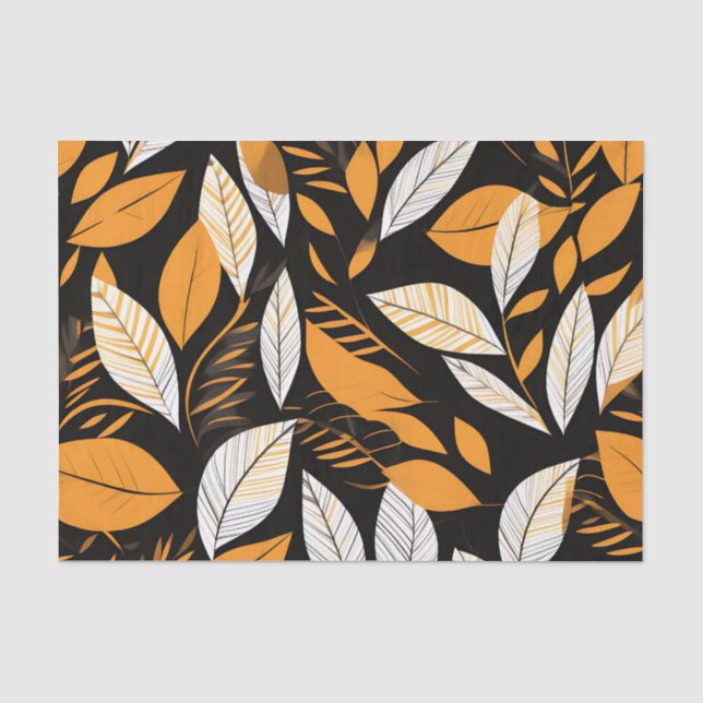 Retro Geometric Leaves on Bold Background Tissue Paper (Front)
