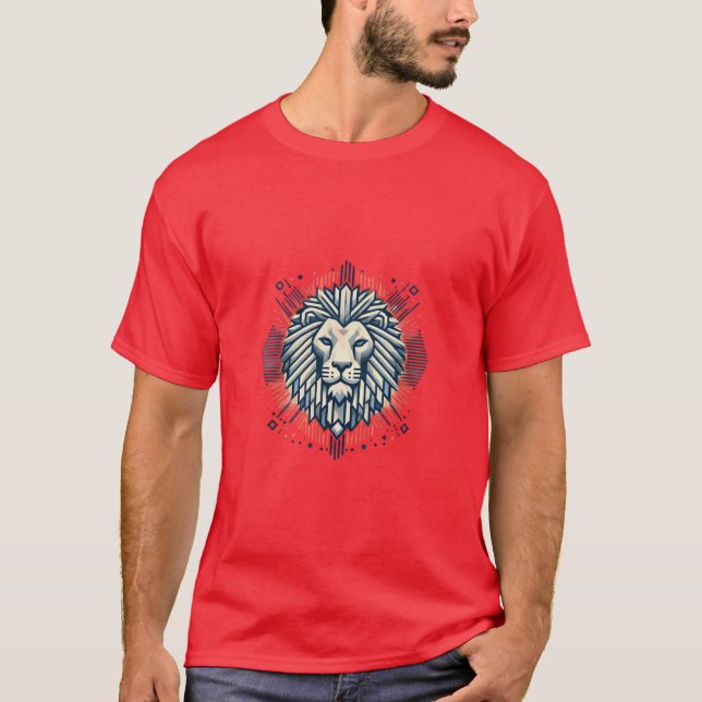 Retro Geometric Lion T-Shirt Designs (Front)