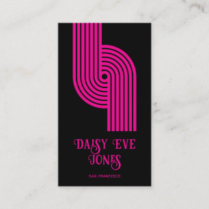 Retro Geometric Magenta Mod Black Business Card