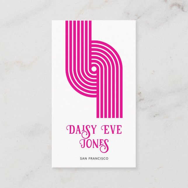 Retro Geometric Magenta Mod Business Card (Front)
