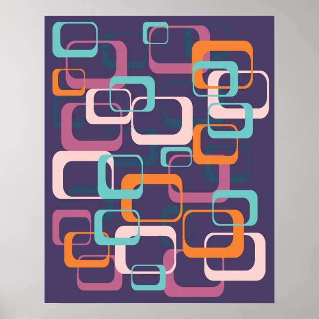 Retro Geometric Mid Century Shapes Art Poster (Front)