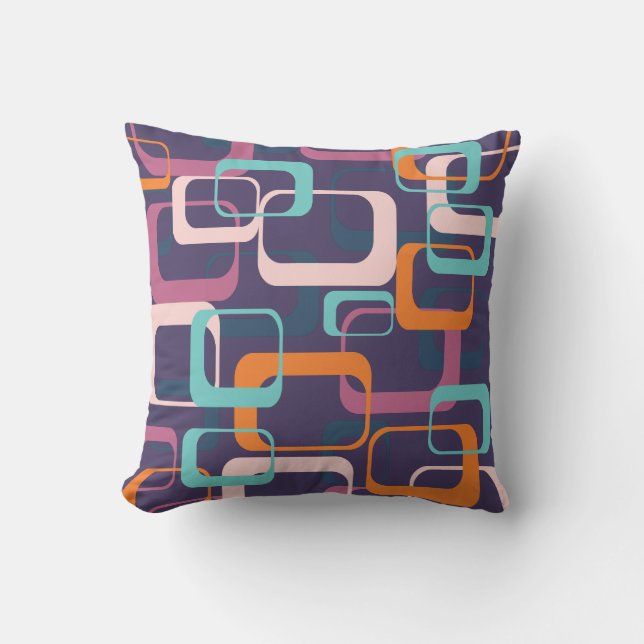 Retro Geometric Mid Century Shapes Art Purple Cushion (Front)