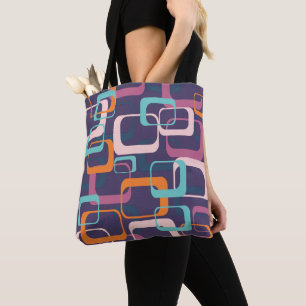 Retro Geometric Mid Century Shapes Art Purple Tote Bag