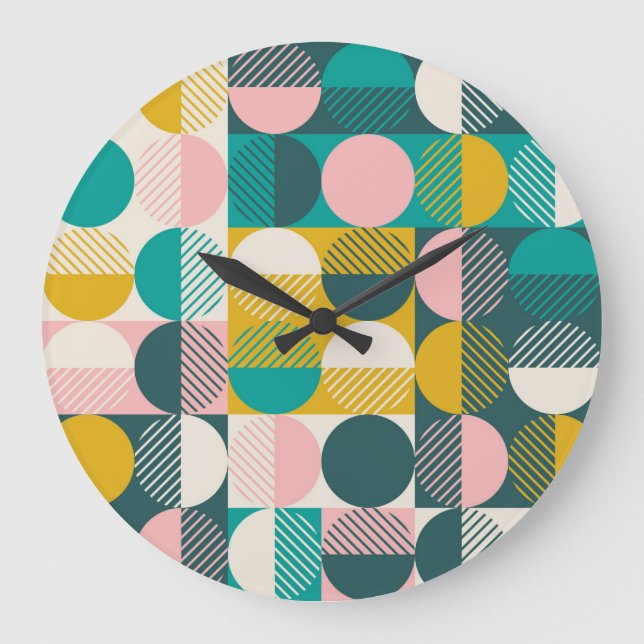 Retro geometric: modern vintage pattern. large clock (Front)
