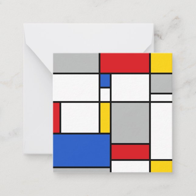 Retro Geometric Mondrian Style Colour Composition Card (Front)