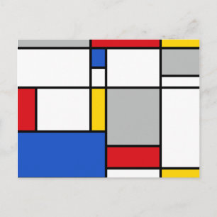 Retro Geometric Mondrian Style Colour Composition Postcard
