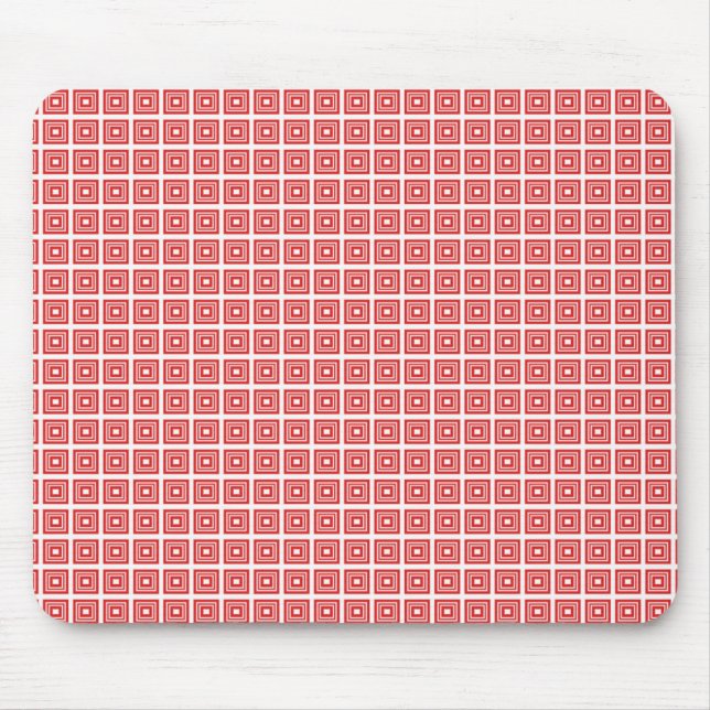 Retro Geometric Mousepad, Bright Red Mouse Mat (Front)