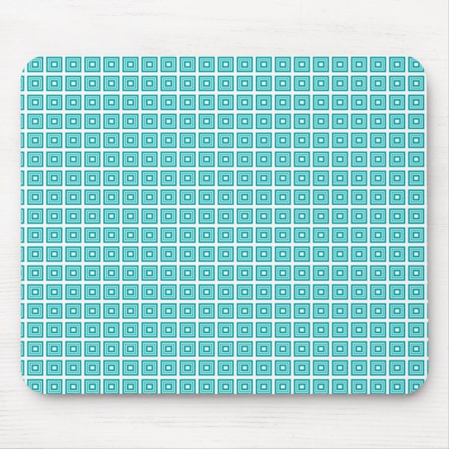 Retro Geometric Mousepad, Turquoise Mouse Mat (Front)