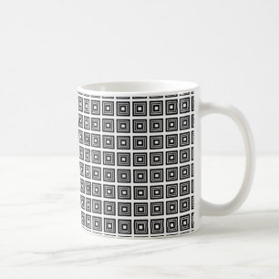 Retro Geometric Mug, Black and White Coffee Mug