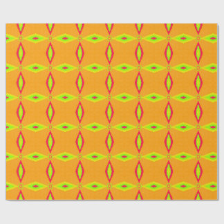 Retro Geometric Orange and Lime Diamond Pattern Wrapping Paper