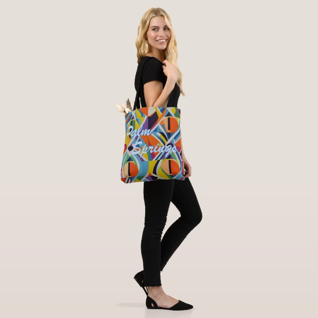 Retro Geometric Palm Springs Tote Bag (On Model)