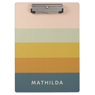 Retro Geometric Pastel Colour Block Personalised Clipboard