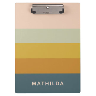Retro Geometric Pastel Colour Block Personalised Clipboard