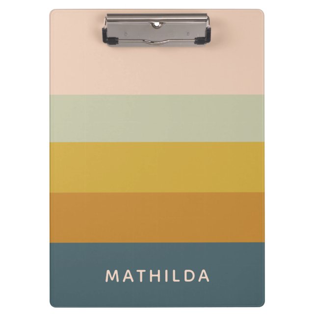 Retro Geometric Pastel Colour Block Personalised Clipboard (Front)