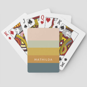 Retro Geometric Pastel Colour Block Personalised Playing Cards