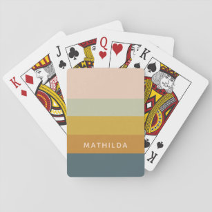 Retro Geometric Pastel Colour Block Personalised Playing Cards