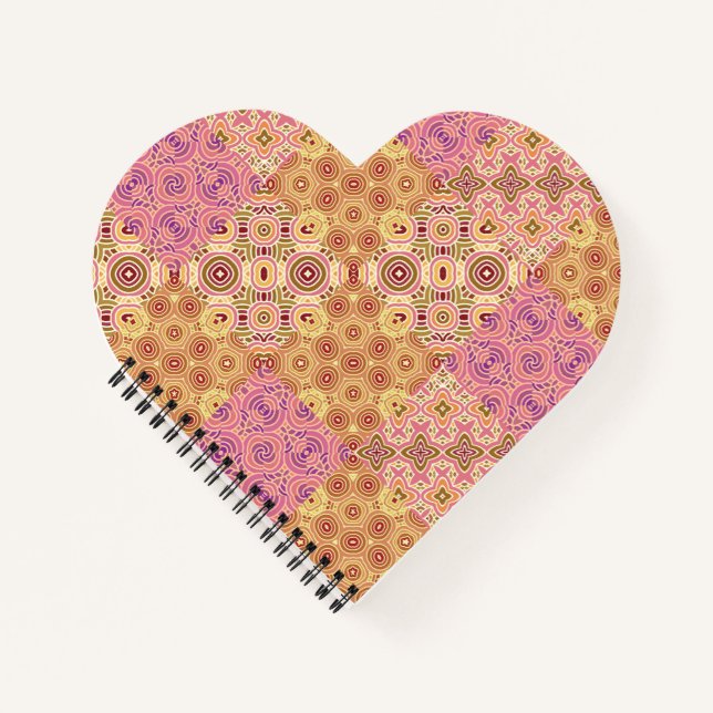 Retro Geometric Patchwork  Notebook (Front)