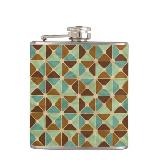 Retro geometric pattern 2 hip flask (Front)