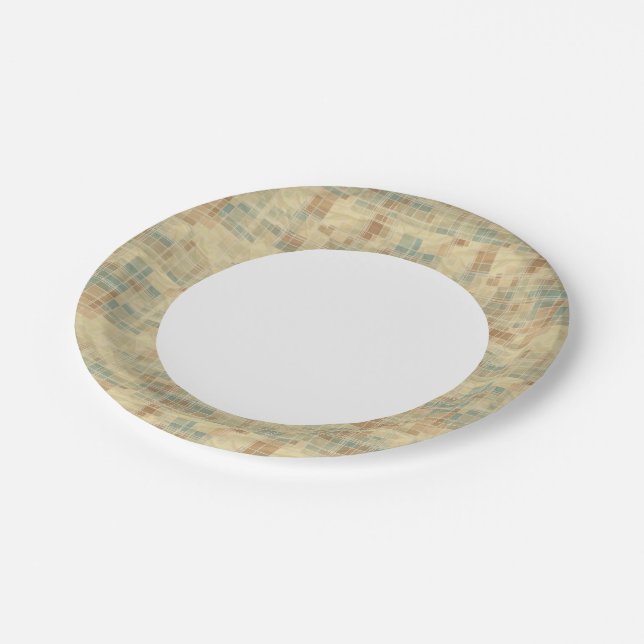 Retro geometric pattern 2 paper plate (Angled)