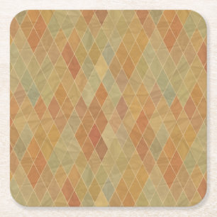Retro geometric pattern 2 square paper coaster