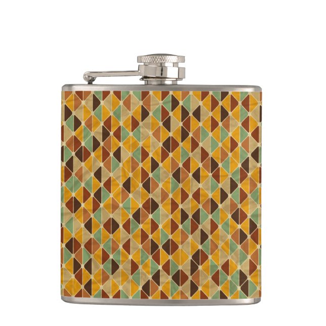 Retro geometric pattern 3 hip flask (Front)