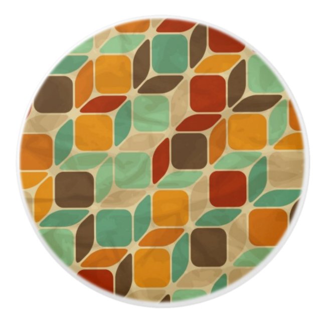 Retro geometric pattern 4 ceramic knob (Front)