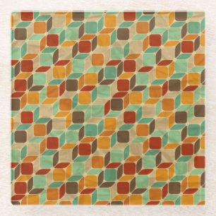 Retro geometric pattern 4 glass coaster