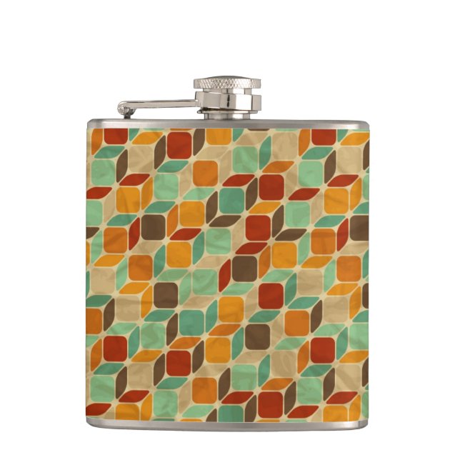 Retro geometric pattern 4 hip flask (Front)