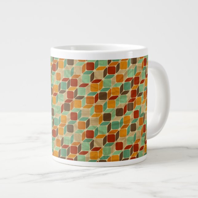 Retro geometric pattern 4 large coffee mug (Front Right)