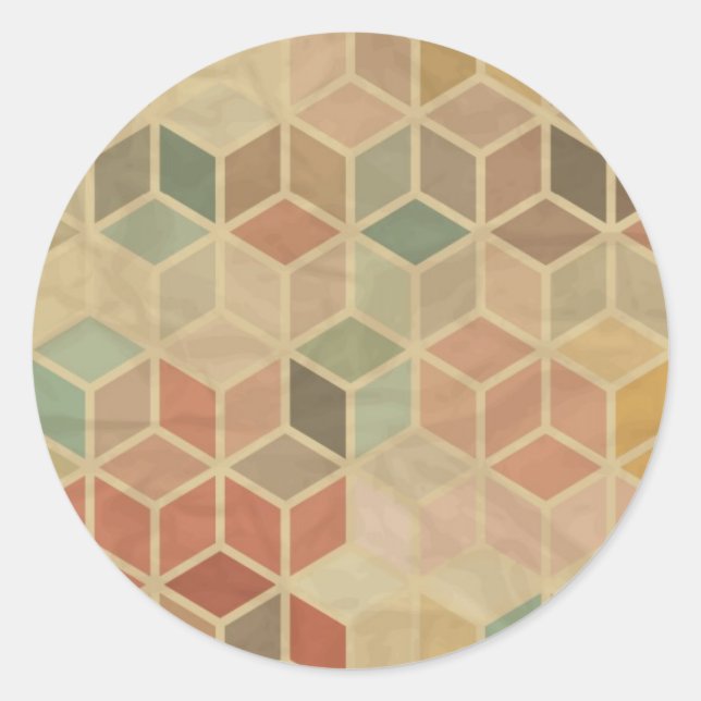 Retro geometric pattern 5 classic round sticker (Front)