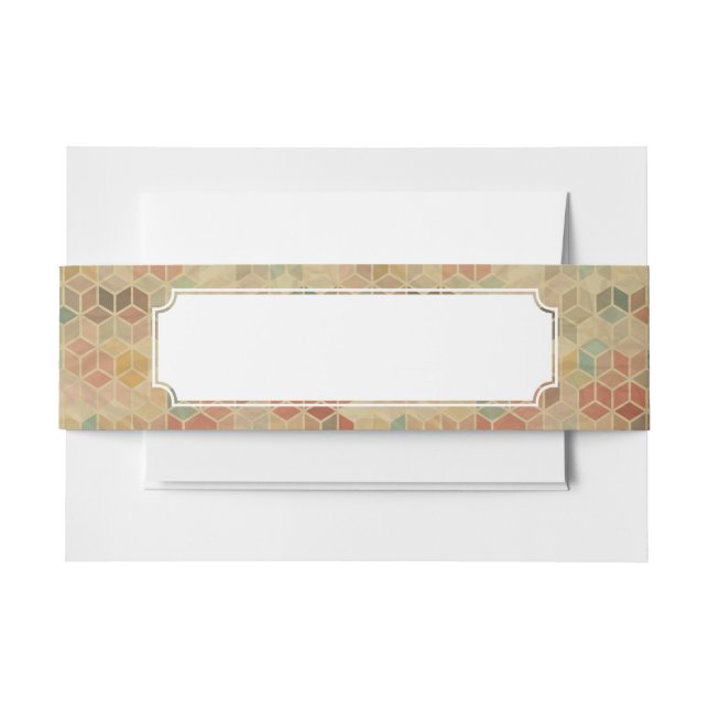 Retro geometric pattern 5 invitation belly band (Front Example)
