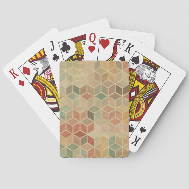 Retro geometric pattern 5 playing cards (Back)